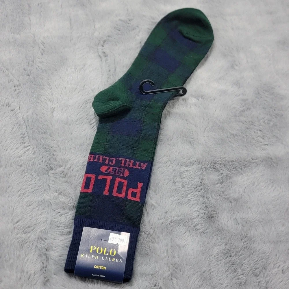 Polo Ralph Lauren Socks Mens 10-13 Green Blackwatch Plaid 1967 Athletic Dept